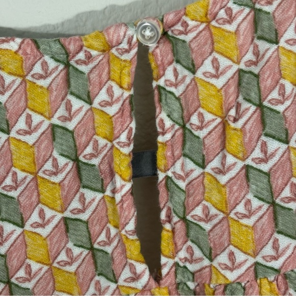 Dip Boxy Short Sleeve Cotton Blouse Sz XL Lightweight Spring Summer Pattern - Picture 6 of 8